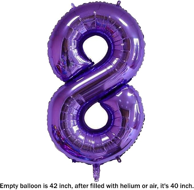 40 Inch Jumbo Purple Number 8 Balloon Giant Balloons Prom Balloons Helium Foil - Image 2