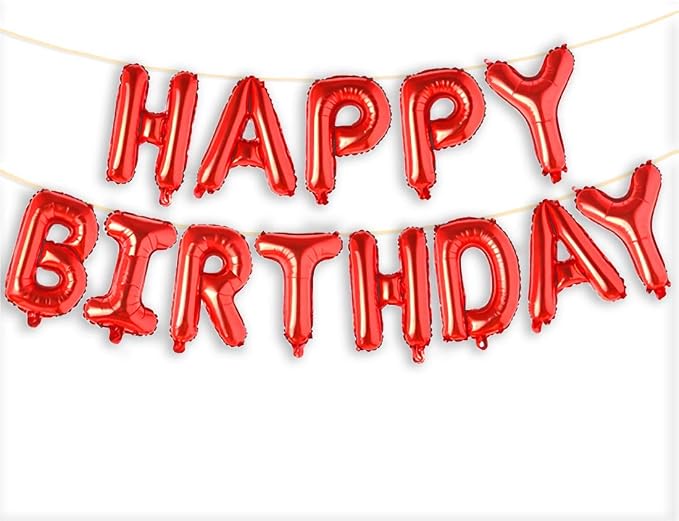 16 Inch Red Happy Birthday Balloons Banner, Aluminum Foil Letters Happy by VHUWE