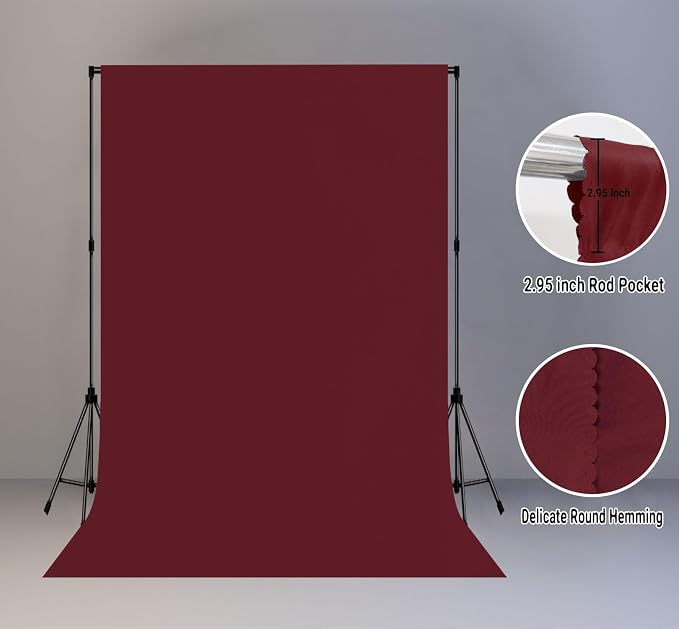 Burgundy Photography Backdrop for Photoshoot, Fabric 6x9ft | Polyester Studio - Image 6