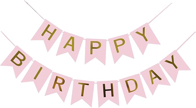 Happy Birthday Banner Pink Birthday Signs Party Supplies Garland Decorations by iiCheerful