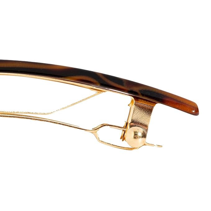 Brown Hair Barrette for Thin Hair, Classic Rectangle French Barrette for Women, Lightweight and Comfortable, Strong Hold, Africa | France Luxe