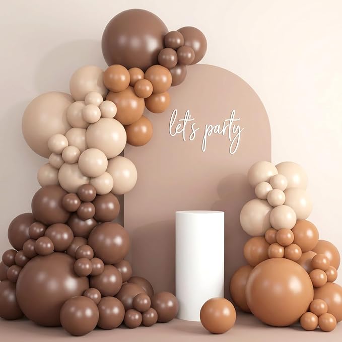 RUBFAC 135pcs Brown Balloons, Boho Coffee Latex Balloon Different Sizes 18 12 - Image 8