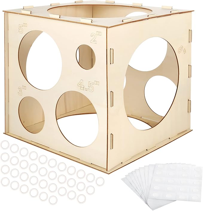 Auihiay 12 Holes Wood Balloon Sizer Cube, Balloon Measure Box | Collapsible by Auihiay