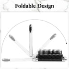 Nuenen 4 Pcs Folding Hair Brush with Mirror Portable Mini Hair Brush Small Compact Pocket Comb for Family Travel Car Gym Wig Bag Purse Gift Women (Silver)