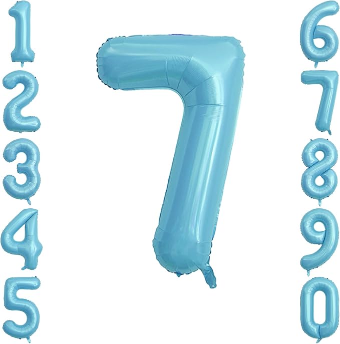 Pearlescent Blue Number 7 Balloon 40 Inch, Giant Light Blue Mylar Foil Balloon by Unknown