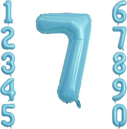 Pearlescent Blue Number 7 Balloon 40 Inch, Giant Light Blue Mylar Foil Balloon by Unknown