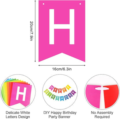 Happy Birthday Banner Sign, Birthday Garland Wall Door Hanging Banners Flag - Image 6