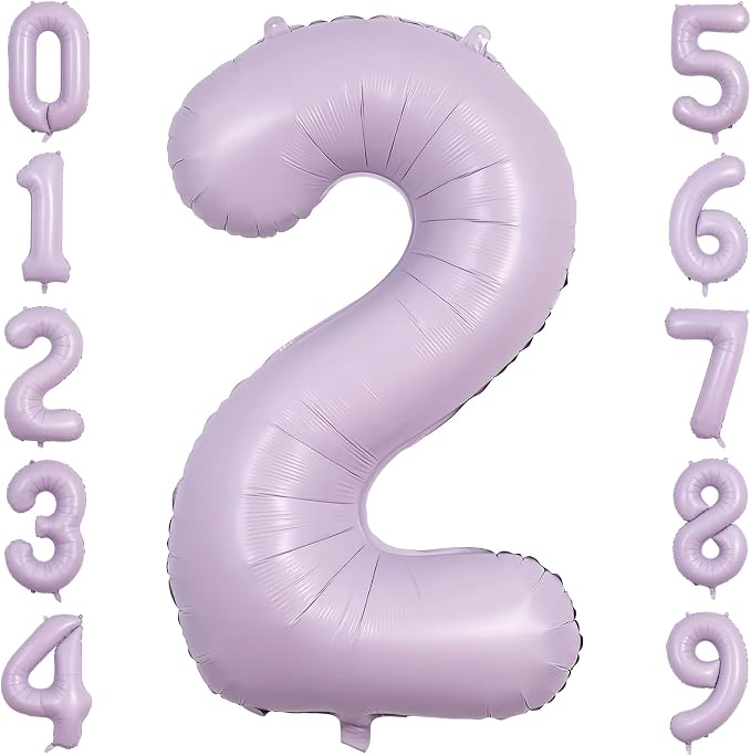 40" Pastel Purple Foil Number 2 Balloon by TNCDJKPA