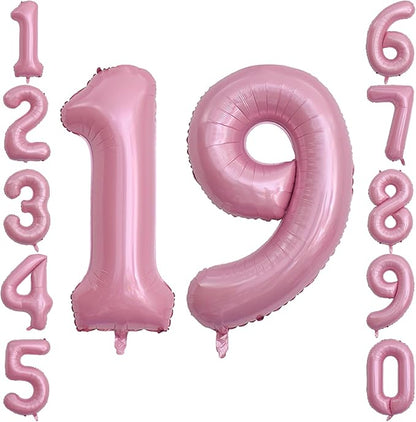 Pearlescent Pink Number 19 Balloon 40 Inch, Shiny Foil by Unknown