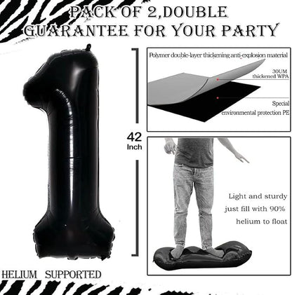 Black Foil Balloons Number 1, Huge Number Balloons - Image 3