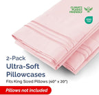 King Pillow Cases Set of 2 - Ultra Soft Hotel Quality Pillowcase Covers - Comfy, Cozy & Wrinkle Free - Shrinkage, Stain & Fade Resistant - Machine Washable Pillow Protectors - 2 Piece Set - Baby Pink
