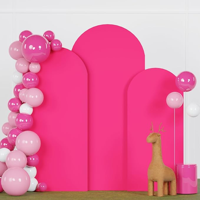 FANPROMS Spandex Arch Cover Set of 3 Hot Pink 4 5 6FT Fuchsia Arch Backdrop by FANPROMS