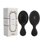 RHOS Mini Hair Brush for Women,Men and Kids-Travel Size Hair Brush for Purse,Pocket,backpack-Small Cushion Paddle Brush with Soft Bristles-Mini Detangler Brush for All Hair Types(1 Pack-Black)