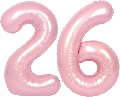 SUWEN 40 Inch Pink Large 26 Balloon Numbers Big Foil Helium 0-9 | Jumbo Happy by SUWEN