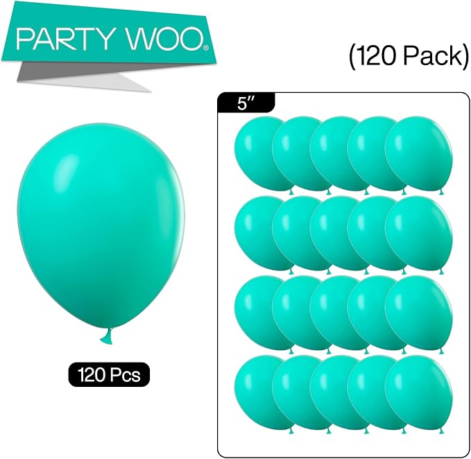 PartyWoo Teal Balloons 100pcs Turquoise Dark Teal Color 5 Inch | Balloons - Image 6