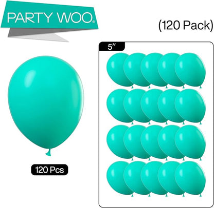 PartyWoo Teal Balloons 100pcs Turquoise Dark Teal Color 5 Inch | Balloons - Image 6