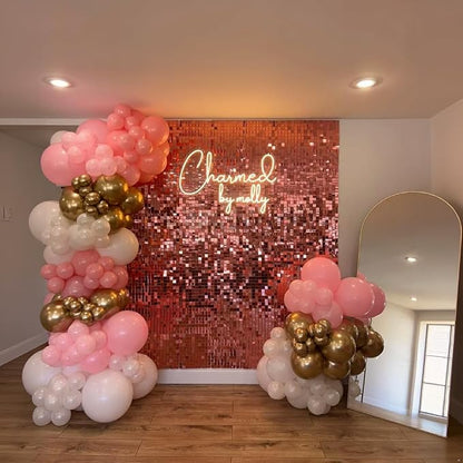 Rosegold Shimmer Wall Backdrop, 24 Panels, 6x4 Ft Photo Backdrop | wedding - Image 2
