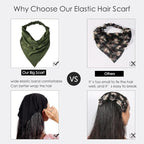 6 Pack Hair Scarf Headband for Women Elastic Bandana Head Scarf Large Boho Triangle Kerchief with Clips Non Slip Scarves