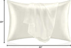 BEDELITE Satin Pillowcase for Hair and Skin, Super Soft and Cooling Similar to Silk Pillow Cases 2 Pack with Envelope Closure, Gift for Women Men(20"x40" King Size, Ivory)