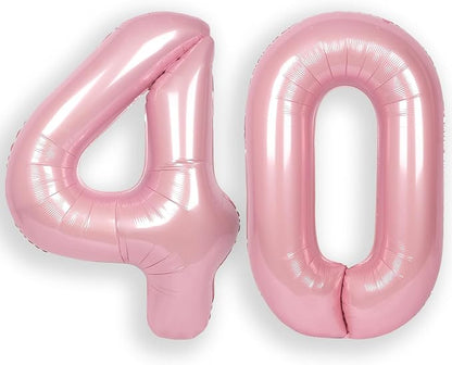 RainbowQ Pink 40 Balloon Number 40 Inch 0-40 Foil Large Balloons | Big Mylar 40 by RainbowQParty