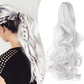 Claw Clip Ponytail Extension 18" Clip in Wavy Ponytail Hair Extensions Long Pony Tails for Women Extensions Silver Grey Wave Hairpiece
