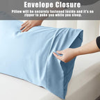 Pillow Cases Standard Size 2 Pack, Bamboo Rayon Cooling Pillowcases with Envelope Closure, Cool Breathable Pillow Case for Hot Sleepers & Night Sweats, 20x26 inches, Aqua Blue