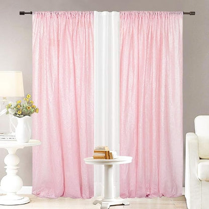 Eternal Beauty Pink Sequin Backdrop Curtains, 2 Panels 2x8FT | 3mm Sparkle - Image 4