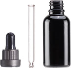 YIZHAO Black Glass Dropper Bottle 1oz, Tincture Bottles with Glass Dropper, for Essential Oils, Aromatherapy, Cosmetic, Laboratory, Pharmacy, Liquids, Travel –12 Pcs