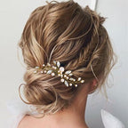 JAKAWIN Pearl Hair Pin Silver Wedding Hair Piece Bridal Hair Accessories for Women HP179 (2 Gold)