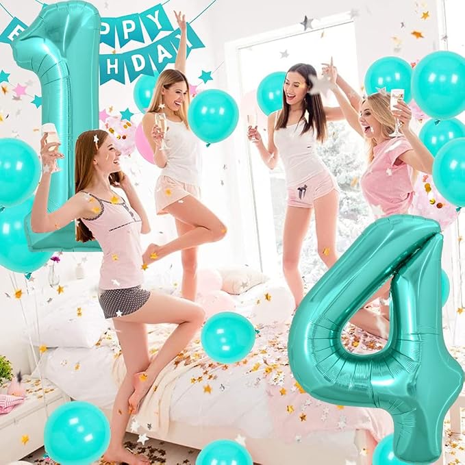 TONIFUL 40 Inch Large Teal Blue Number Balloons, Giant Jumbo Helium Foil Mylar - Image 6
