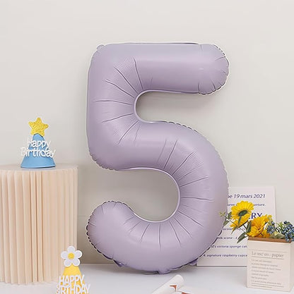 Pastel Purple 5 Number Balloons, 40 Inch Light Purple 5 Balloons Large Helium - Image 2