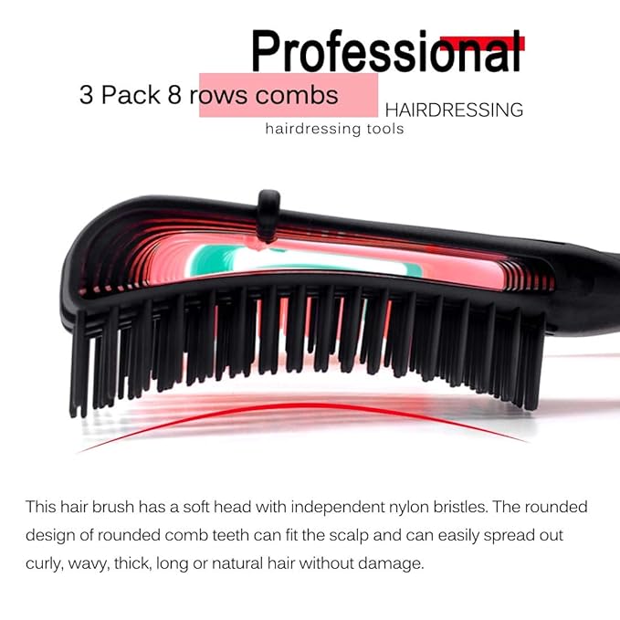 Detangling Brush for Textured 3a to 4c Kinky, Wavy, Curly, Coily Hair - Scalp Massager Comb for Afro, African Hair (2 pcs, Green-Pink)