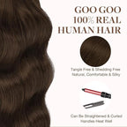 GOO GOO Tape in Hair Extensions Human Hair, 4A Chocolate Brown, 16inch 100g 40pcs, Skin Weft Seamless Invisible, Silky Straight with Thick Ends, Remy Human Hair