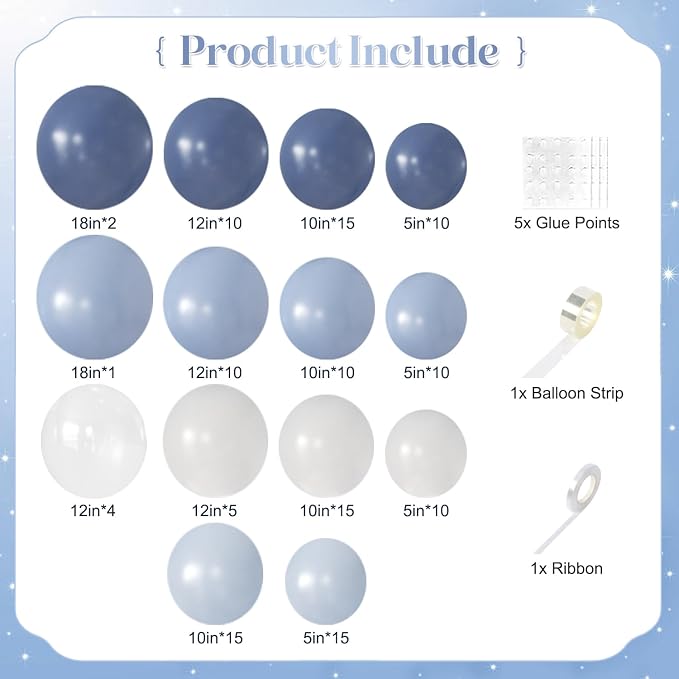 Denim Blue Balloon Arch Kit for Baby Shower Birthday Party Decorations | Denim - Image 2