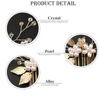 10 Pieces Gold Leaf Bridal Hair Pins, Wedding Headpiece Hair Jewelry with Pearl Rhinestone Wedding Hair Accessories for Bride Bridesmaids Flower Girls(Pearl)