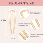 2PCS 4.2Inch French Hair Pins U-Shaped Pins for Women and Girls Fashion Metal Hair Pin French Twist Hair Pins for Buns, Updos,Stylish and Functional(set1-gold)