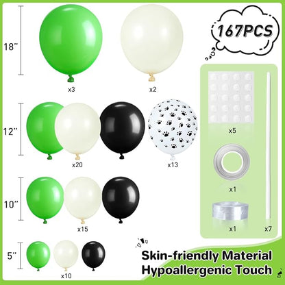 Dog Paw Green Black White Balloon Garland Arch Kit - Image 2