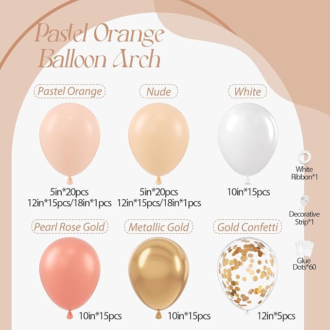 125pcs Peach Balloon Arch Kit - Image 2