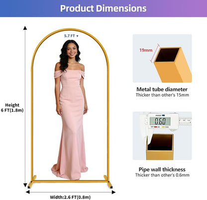 Hemmotop 6FT Arch Backdrop Stand Gold | Metal, Ground Stakes - Image 2