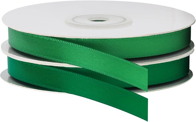 LIUYAXI 2 Rolls Green & Forest Double Faced Stain Ribbon, Total 50 Yards - Image 2