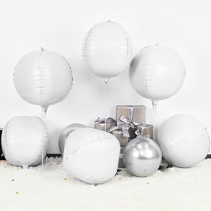6Pcs Matte White Round Foil Balloons, Giant 4D Round Ball Balloons, 22 Inch - Image 5