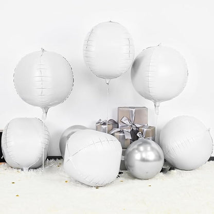 6Pcs Matte White Round Foil Balloons, Giant 4D Round Ball Balloons, 22 Inch - Image 5