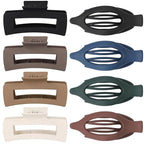 Hair Clips for Women 4.3 Inch Large Hair Claw Clips 8 pcs Square Claw Clips & Flat Hair Clips for Thick or Thin Hair French Concord Hair Barrettes Alligator Hair Accessories for Women (Dark Colorful)