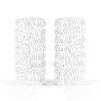 16Pcs Spiral Hair Ties, (Clear White) Hair Elastic Coils for Women and Girls, Waterproof Phone Cord Hair Scrunchies Accessories Bands for Ponytails and Updos