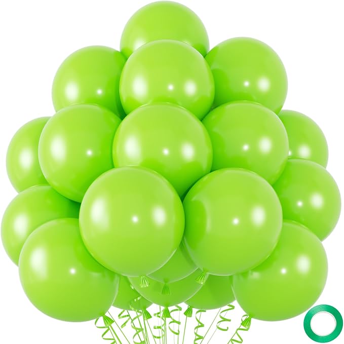 50pcs Lime Green Balloons 12Inch Vibrant Neon Green Latex Helium Balloons by Colorfullifefromnowon