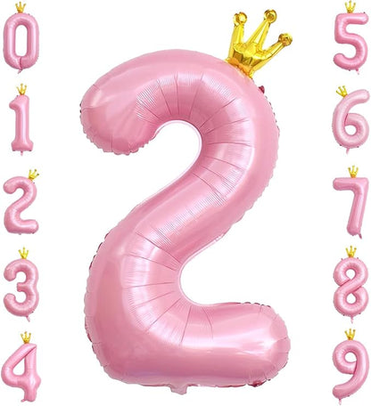 40 Inch Crown Pink Number 2 Balloon, Big Conjoined Light Pink Foil Mylar Helium by Unknown