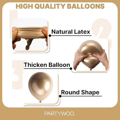 PartyWoo Metallic Gold Balloons 50pcs Chrome Gold Color 12 Inch | Balloons - Image 8