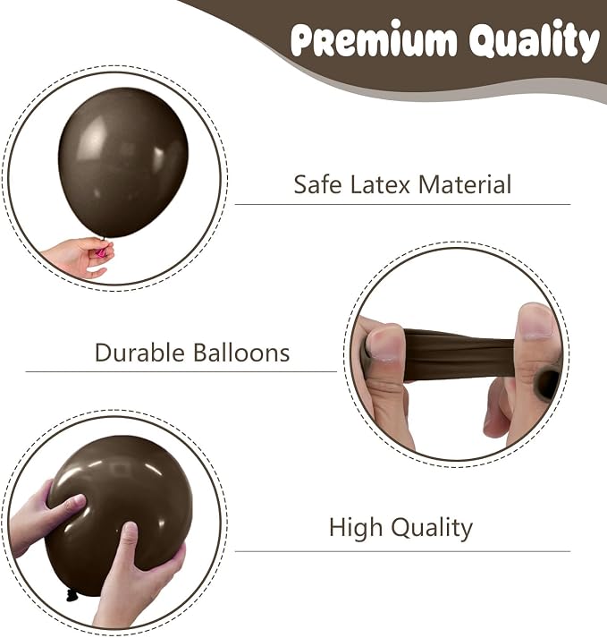 Brown Balloons, 12 Inch Retro Brown Sand White Cocoa Coffee Apricot Beige Nude - Image 3