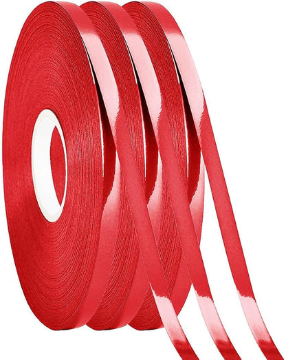 3 Rolls Curling Ribbon, Floral Arrangement 03 Red Metallic 3/16 Inch by PendantofLuck