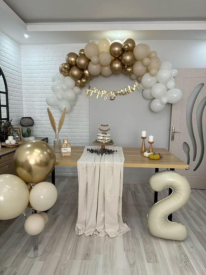 Numbers 10 Balloon 40Inch Cream Balloons - Image 2